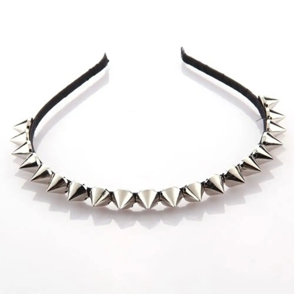 Fashion Punk Metal Headband with Spike Rivets for Women Men Party Accessory