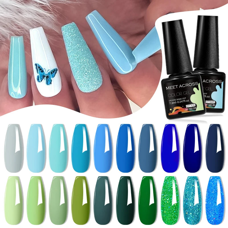 7.3ml Gel Nail Polish Set - Glitter UV Semi-Permanent for Manicure