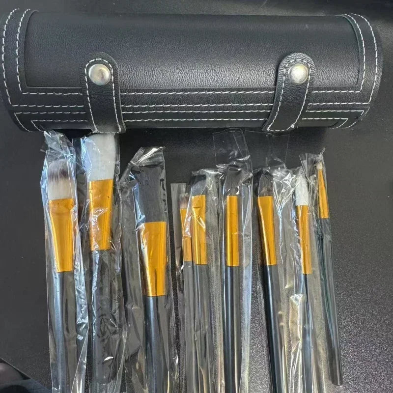 Professional Cosmetic Makeup Brush Set - 9 Pieces with Black or Green Handles