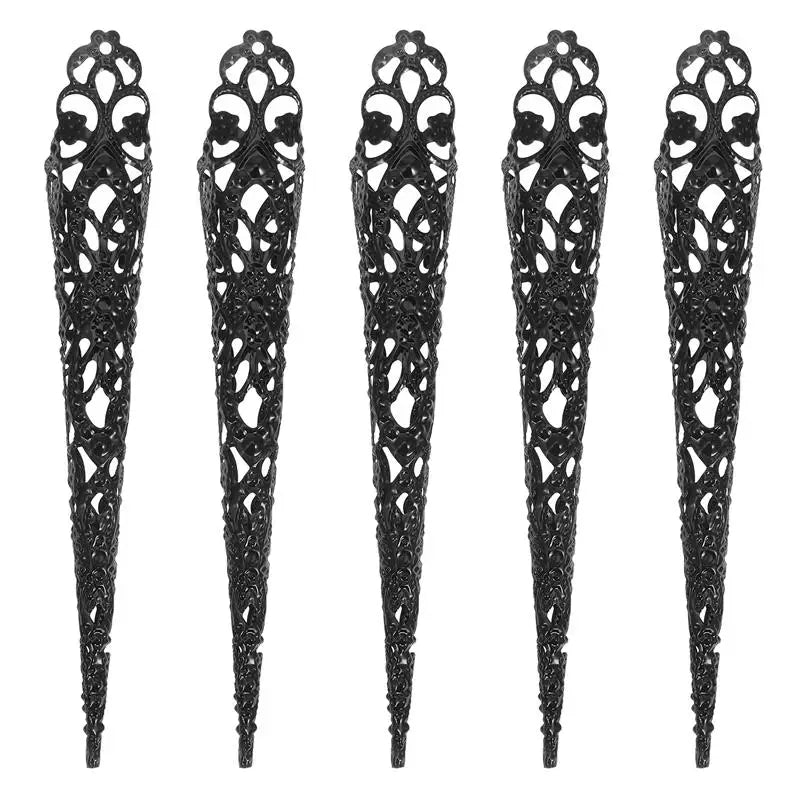 Halloween Claw Nail Tips with Jewelry Faux Fingertips for Cosplay and Costume Parties