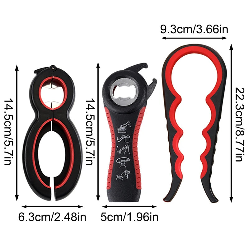 Multi-Functional 4-in-1 Can & Bottle Opener with Anti-Slip Handle, Durable Aluminum