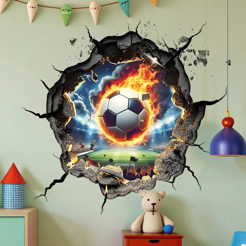 Soccer Hole Wall Sticker Football Celebration Decor for Birthday Party