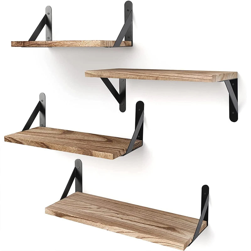 Floating Wall Shelves for Living Room Bathroom Kitchen - Wood Storage Shelving