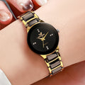 Women's Fashion Quartz Watch with Black Steel Band - Ladies Dress Watch