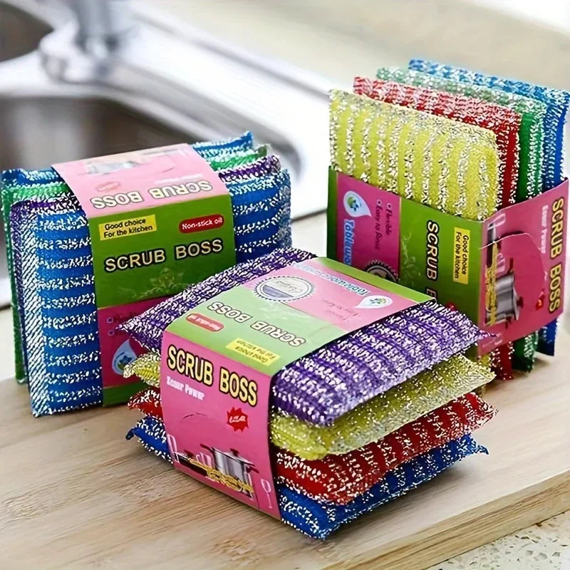 8-Pack Double-Sided Kitchen Dishwashing Sponges with Scrubbing Pads