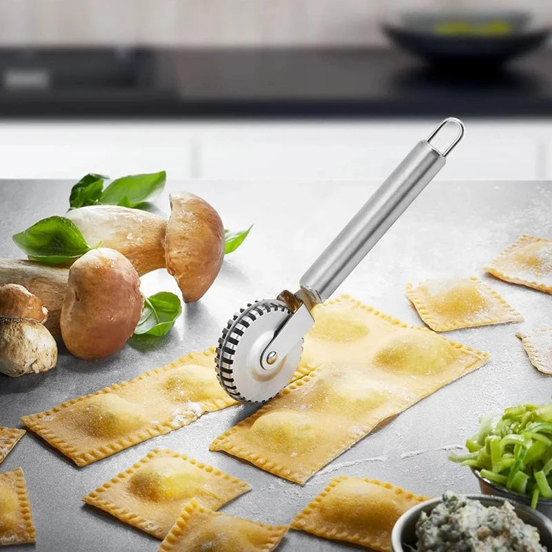 Stainless Steel Ravioli Cutter Wheel for Pasta & Pastry Dough - Sealing & Crimping Tool
