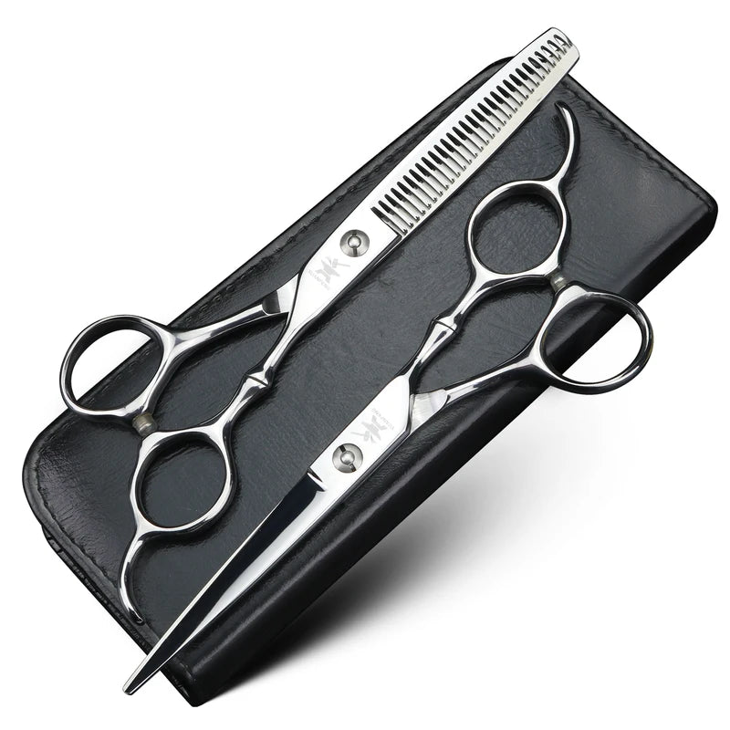 6-Inch Hair Cutting and Thinning Scissors Set with Steel Handles for Salon & Home