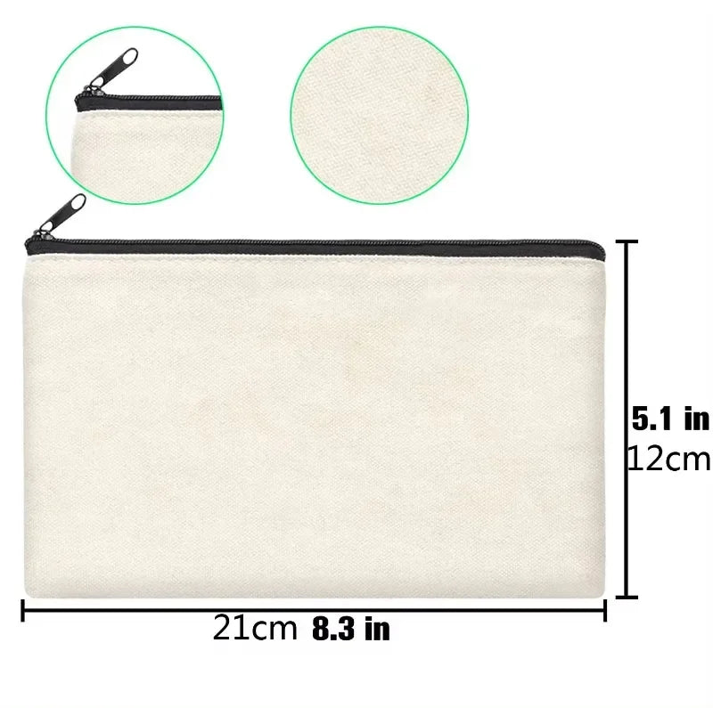 DIY Canvas Zipper Pouch Bags Pack for Customization - School, Makeup, Craft