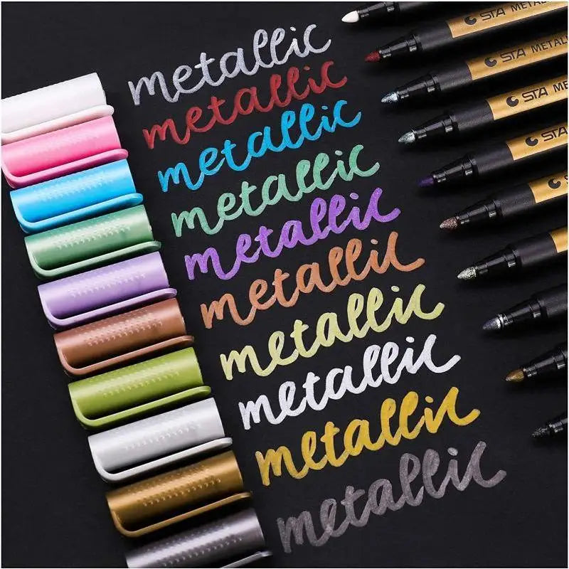 Metal Marker Paint Pen Set for Art & Craft - Permanent, Water-Based, Quick-Dry