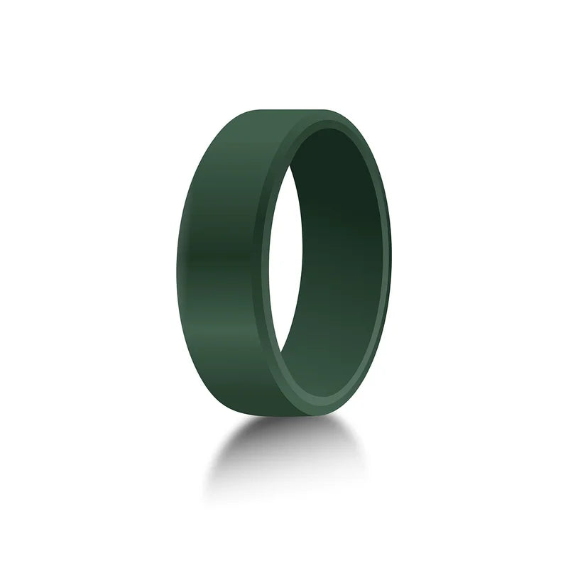 7-Pack Men's Silicone Wedding Bands - Hypoallergenic, 8mm Wide, Multi-Color