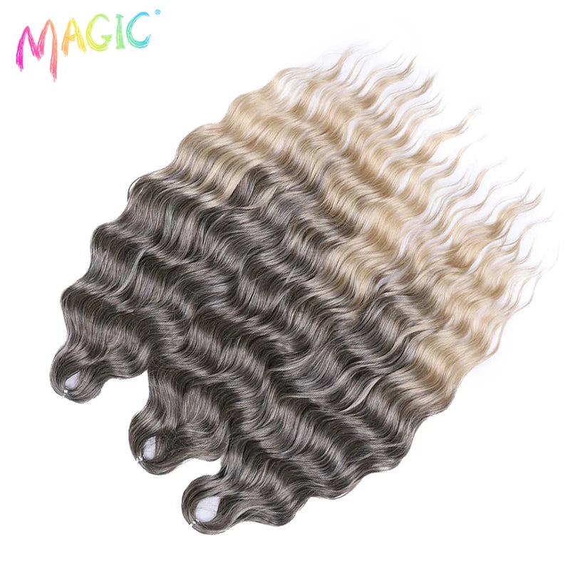 Water Wave Braiding Hair Extensions - Ombre Blonde, Deep Curl, 24 Inch Afro Twist