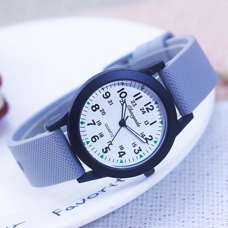 Children's Luminous Sports Watch with Silicone Strap - Waterproof Quartz Wristwatch