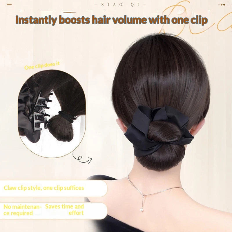 Natural Synthetic Ponytail Hair Bun Clip - Fluffy Claw Chignon for Women