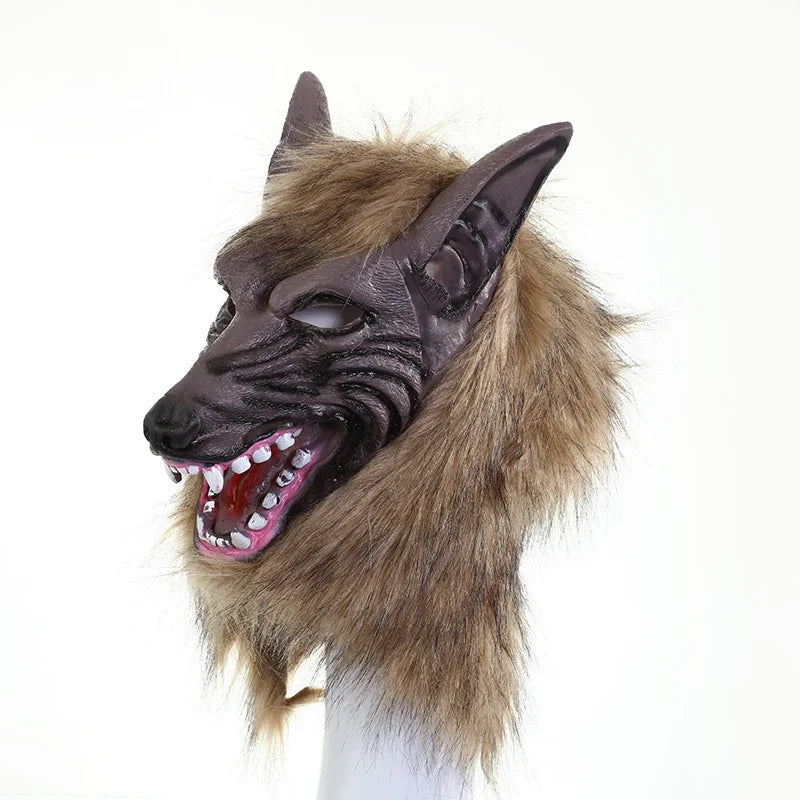 Halloween Wolf Head Latex Mask with Gloves Costume Prop for Party and Decor