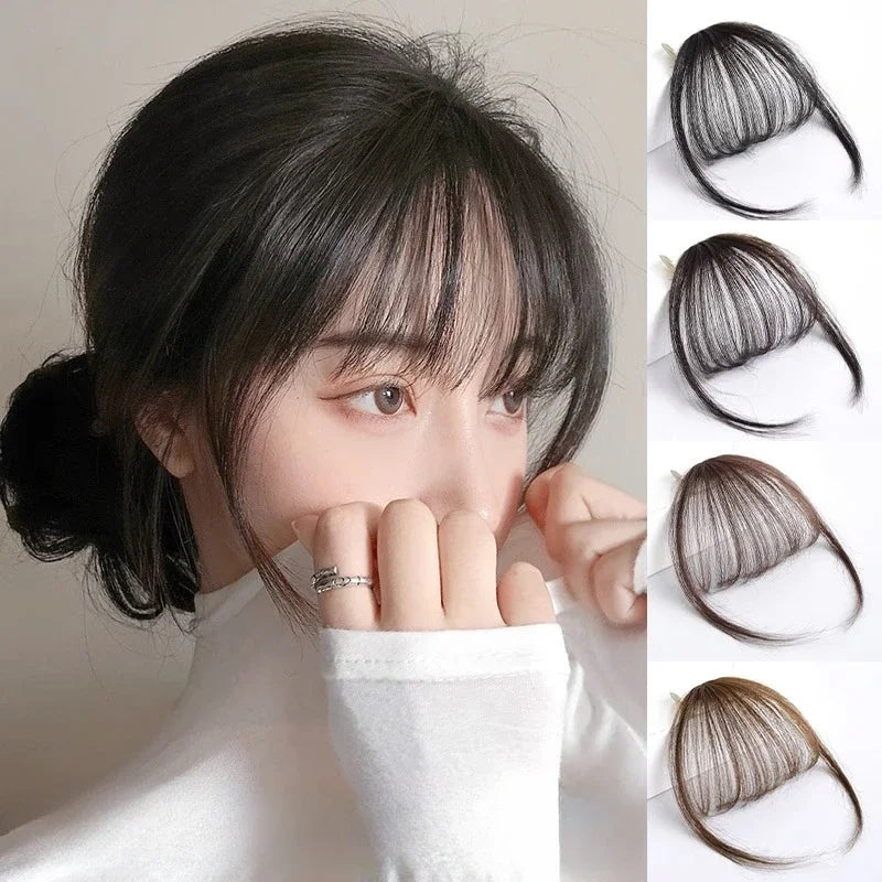 3D Remy Human Hair Clip-In Bangs for Women - Natural Fringe Hairpiece in Multiple Colors