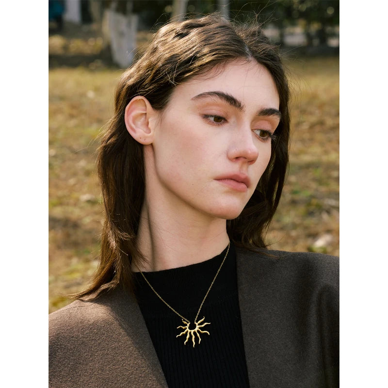 Trendy Sun Pendant Necklace Stainless Steel Jewelry Waterproof Gift
