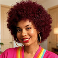 Natural Black Afro Kinky Curly Human Hair Wig Short Voluminous Style