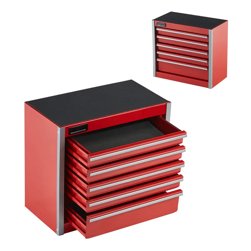 Mini Metal Tool Box with 5 Drawers - Portable Small Storage Chest for Workshop, Garage, Office, and Home