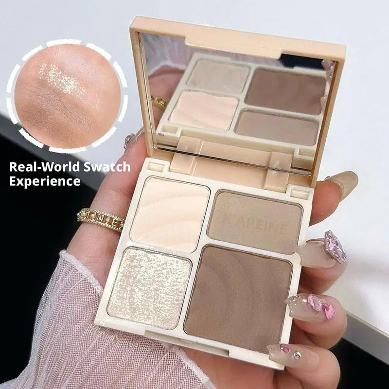 4-Color Matte Highlighter & Contouring Palette for Face & Nose Shaping