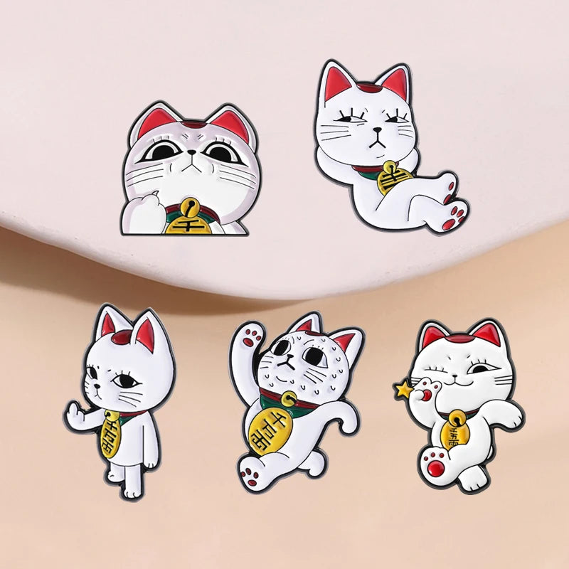 Anime Dandadan Turbo Granny Cat Enamel Lapel Pins - Lucky Running Cat Brooches for Jewelry & Gifts