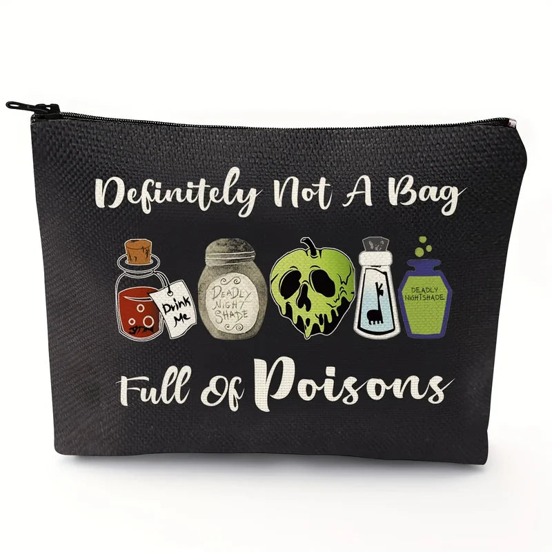 Large Capacity Makeup Bag with Zipper - Witch-Themed Cosmetic Pouch for Travel & Storage