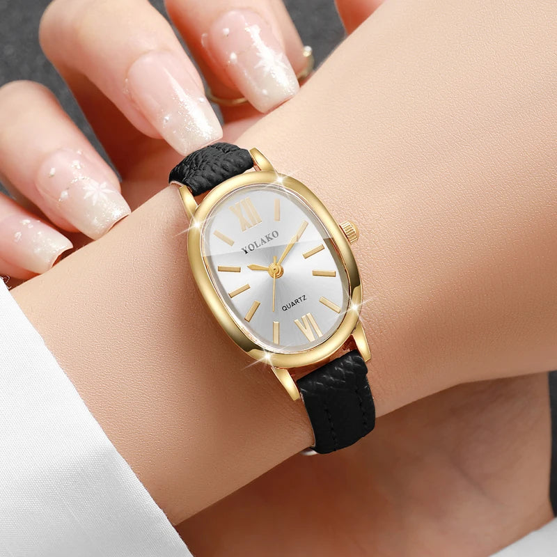 Elegant Women Quartz Watch with Ultra-Thin Leather Strap - Multiple Colors