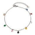 Multicolor Rhinestone Link Chain Anklet for Women - 22cm Fashion Jewelry Gift