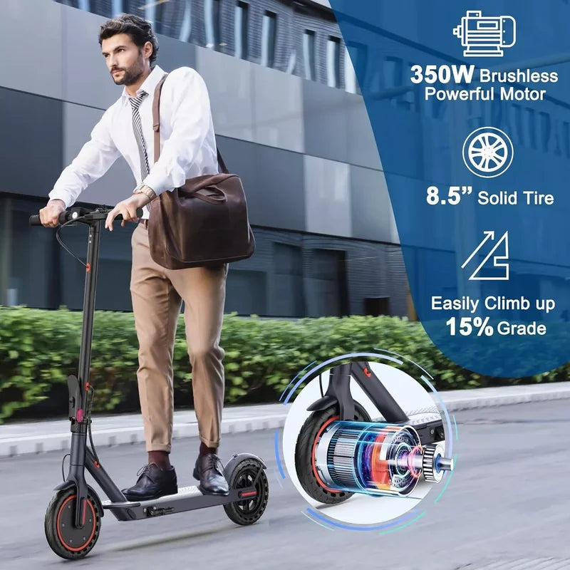 Electric Scooter 350W Max Speed 19MPH Foldable 8.5-Inch Solid Tires