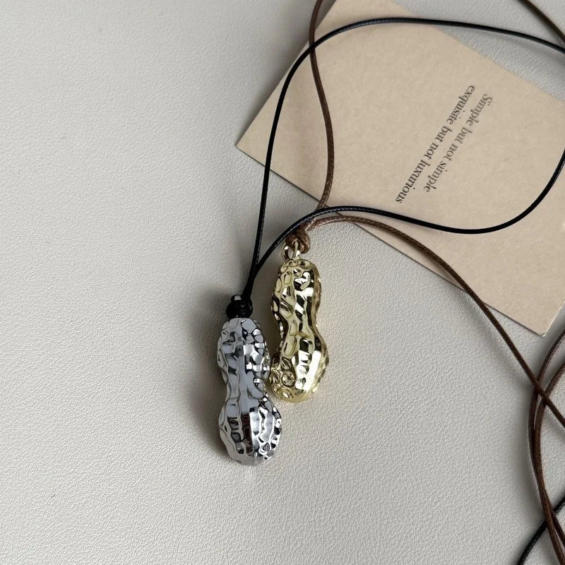 Creative Cute Peanut Pendant Necklace for Women Geometric Elegant Jewelry