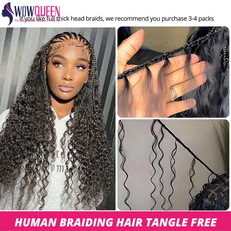 Deep Wave Human Hair Braiding Extensions Bulk 50g/100g for Braiding