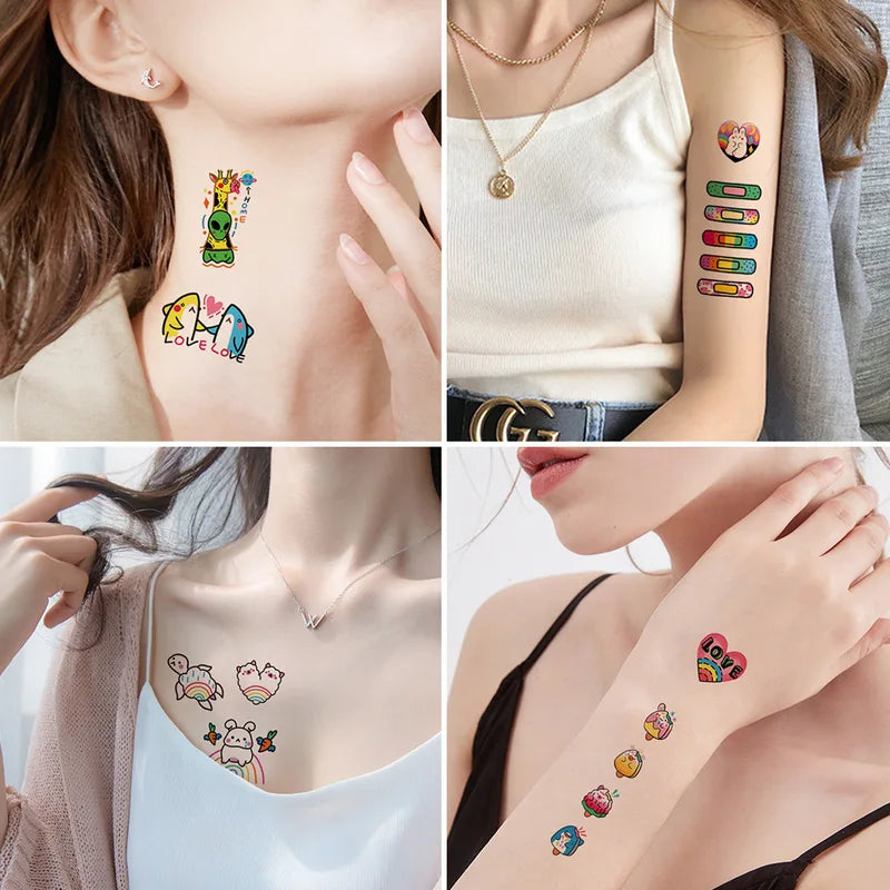 30Pcs Rainbow Temporary Tattoo Stickers for Face Hand Body Art Waterproof Set