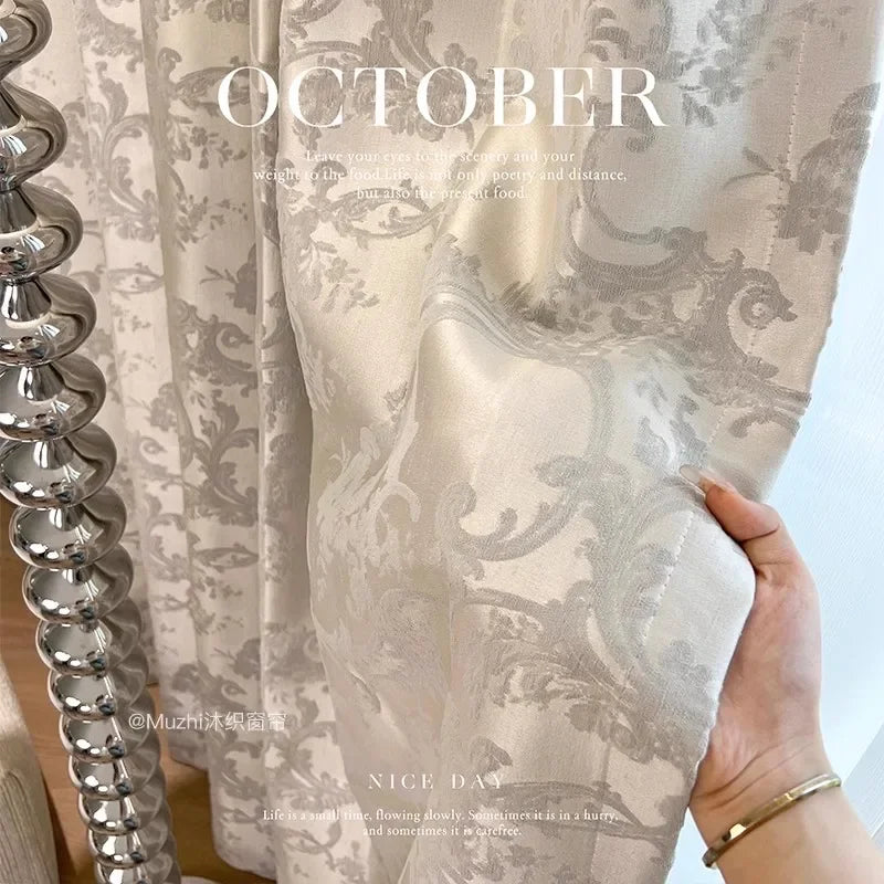 Custom French Vintage 3D Jacquard Curtain for Living Room & Bedroom