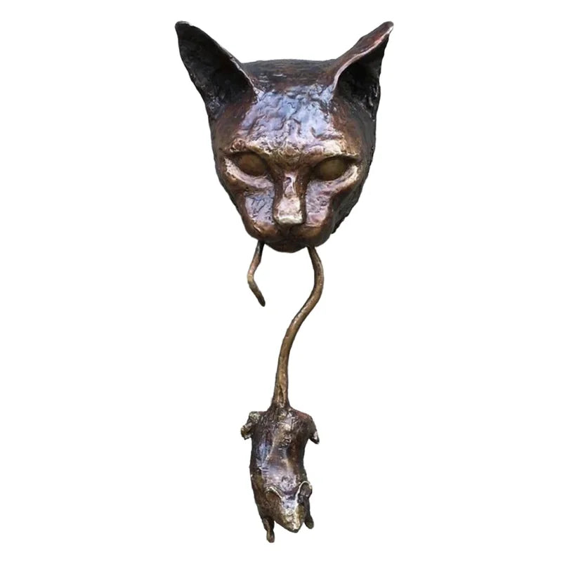 Halloween Cat and Mouse Resin Wall Sculpture for Door Garden Decor