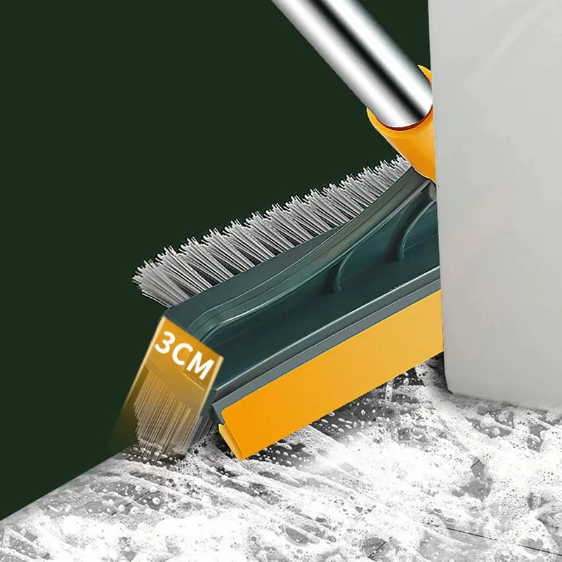 3 in 1 Long Handle Floor Scrub Brush with Steel Stainless Steel Bathroom Cleaning Tool