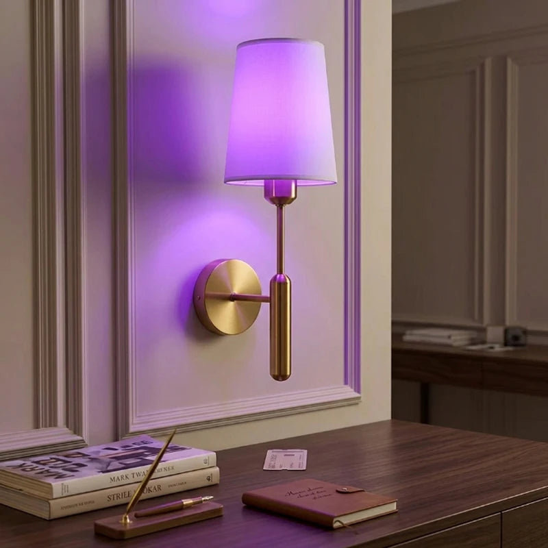 Wireless Retro Wall Sconce with RGB 16-Color LED Bulb - Living Room Bedroom Home Lighting