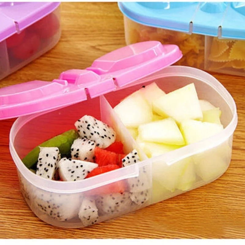 Portable Plastic Food Storage Box with Divided Compartments for Outdoor Lunch, Fruit, Snacks