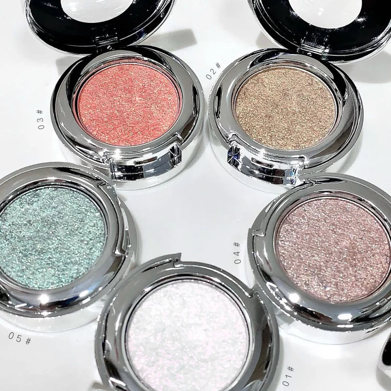Monochrome Eyeshadow Palette with Glitter & Pearlescent Shimmer - Long Lasting Brighten Makeup