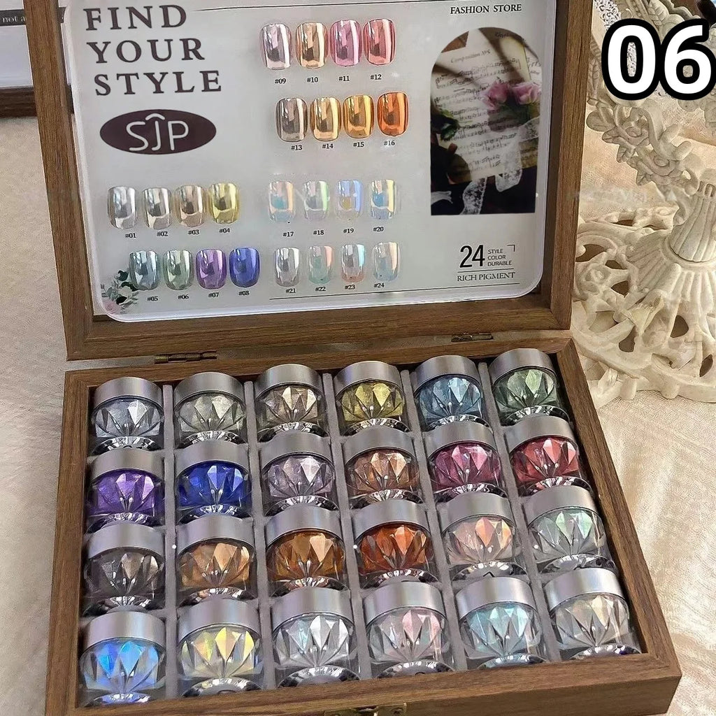 Nail Art Set with 24 Colors Moonlight Mirror Powder Glitter Kit - All Occasions