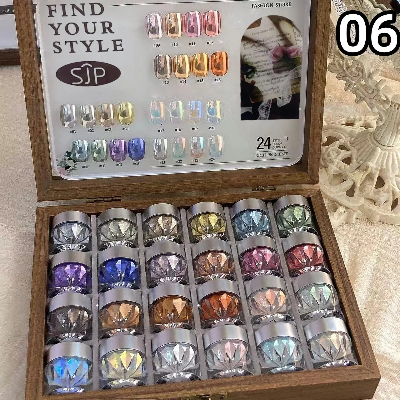 Nail Art Set with 24 Colors Moonlight Mirror Powder Glitter Kit - All Occasions