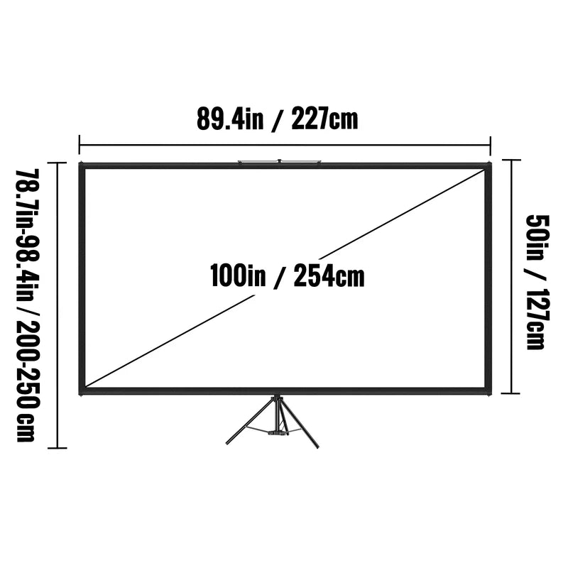 100 Inch Portable Tripod Projector Screen with Stand 4K HD Indoor Outdoor