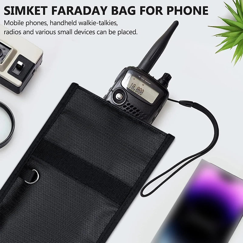 RFID Signal Blocking Faraday Bag for Phones and Cards - Shielding Pouch with Anti-Tracking Function
