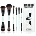 Jessup 6pcs Double Sided Makeup Brush Set - Foundation, Blush, Eyeshadow & Eyebrow Tools
