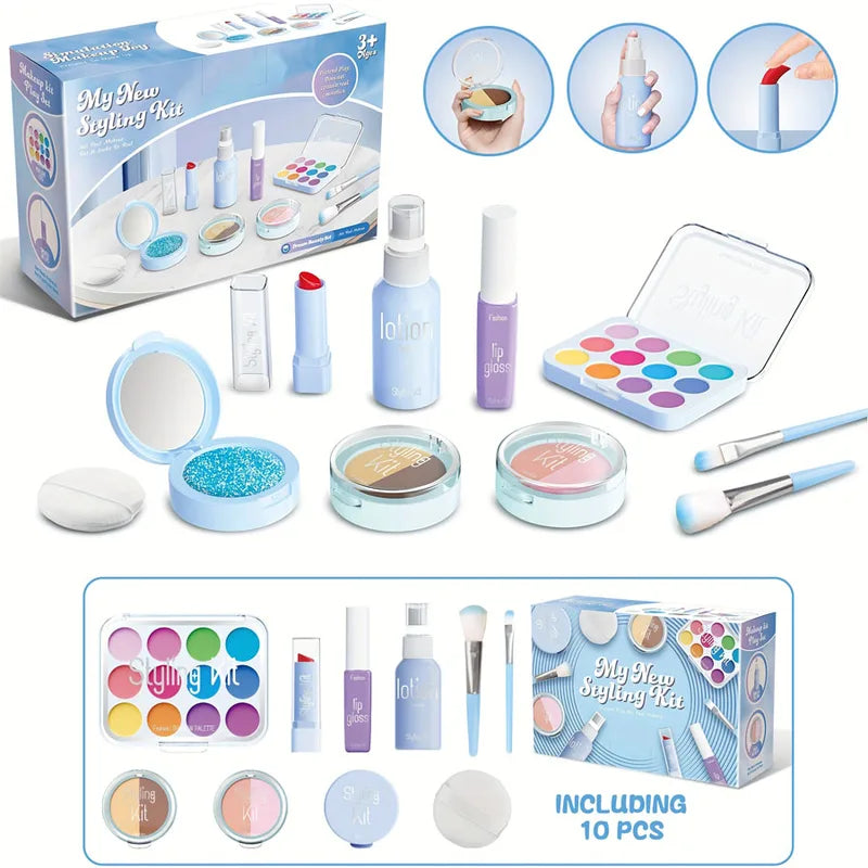 Children's Makeup Toy Set Non-Toxic 10-Piece Pretend Play Makeup Kit