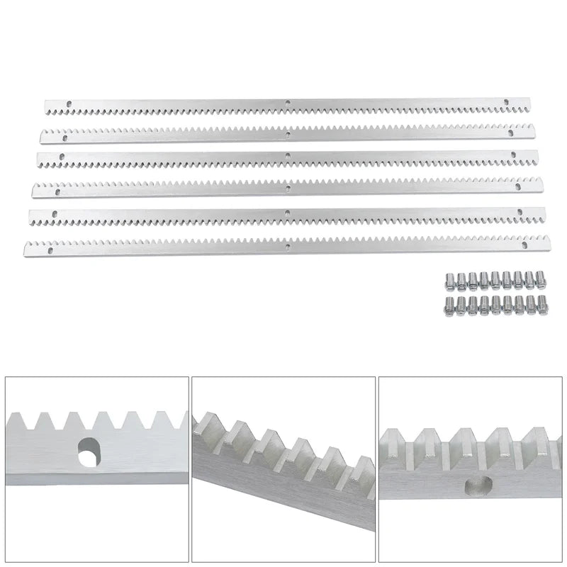 6-Piece Steel Gear Racks for Sliding Gates, 1M Length, Rust-Resistant