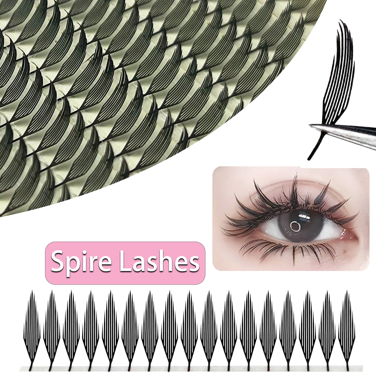 Anime Spire Eyelash Extension Fans - Feather-Shaped Premade C/D Curl Lashes
