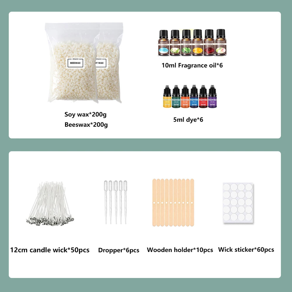 DIY Candle Making Kit with Soy Wax & Stainless Steel Melting Pot - Handmade Aromatherapy Supplies
