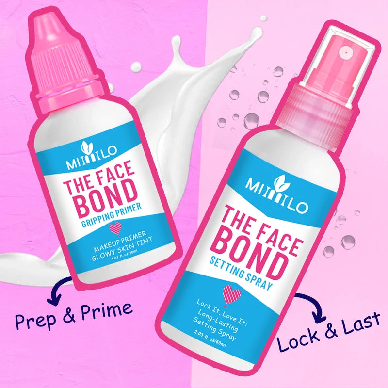 Long Lasting Makeup Primer & Setting Spray Duo - Hydrating, Smudge Proof, Non-Greasy Base