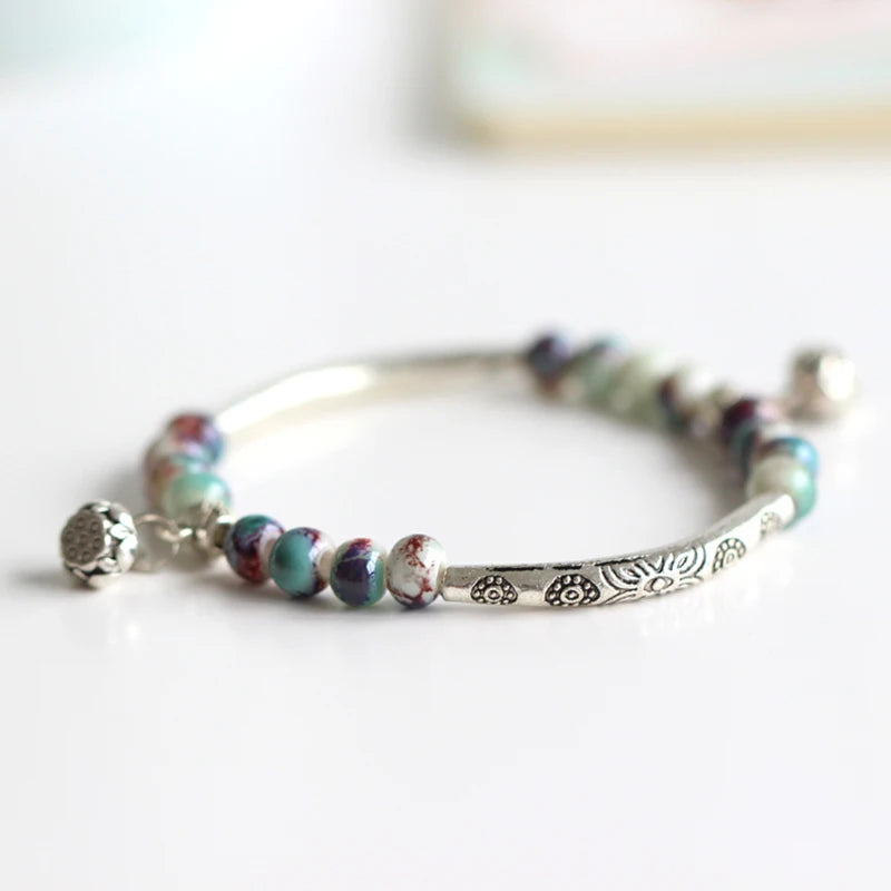 Handmade Ceramic Bracelet for Women and Girls, Retro Fashion Jewelry, Wholesale Gift