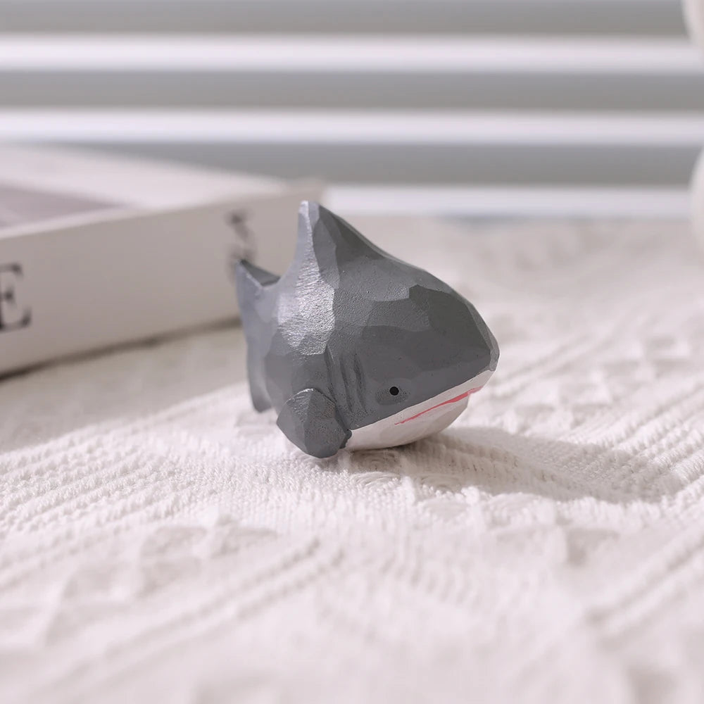 Handmade Wooden Shark Sculpture for Home Decor - Unique Desk & Room Accent