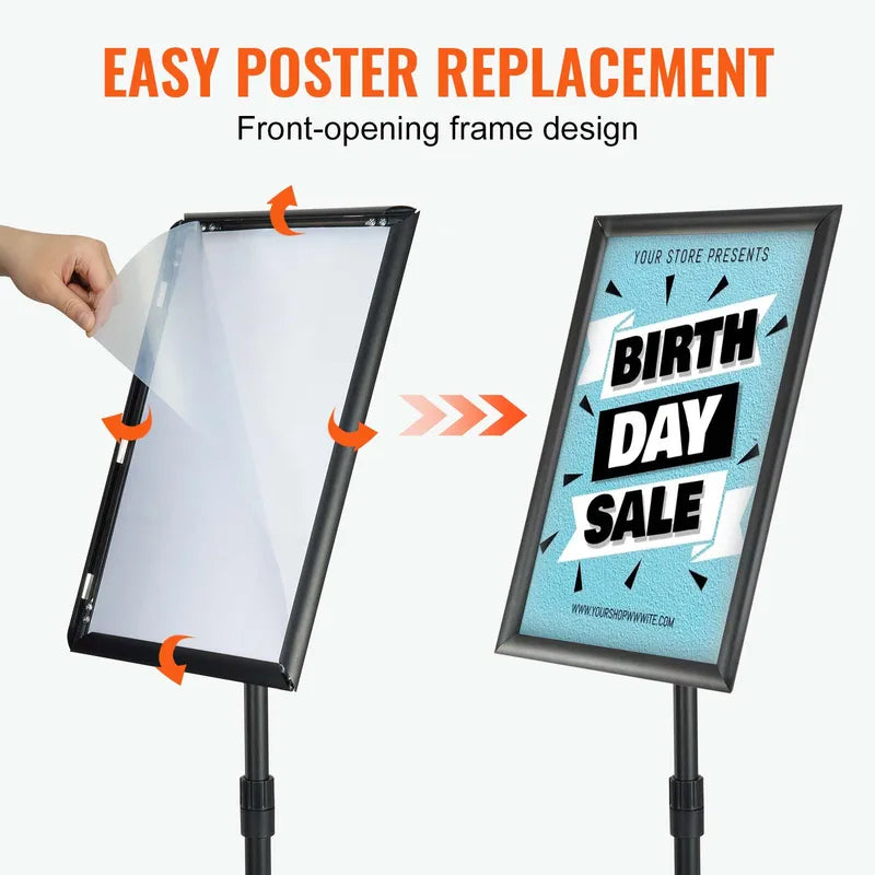 Adjustable Floor Sign Holder for 11x17 Posters - Heavy Duty Indoor Outdoor Display Stand